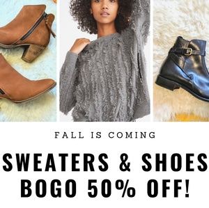 🎉 ALL sweaters and shoes in my closet--BOGO 50!